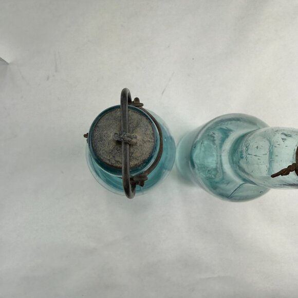 Vintage AB CO Aqua Bale Top Bottles Set Of 2 - Picture 5 of 13